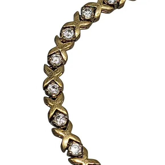 14kGE JC XO Crystal Tennis Bracelet 7" Vintage Ladies Costume Jewelry